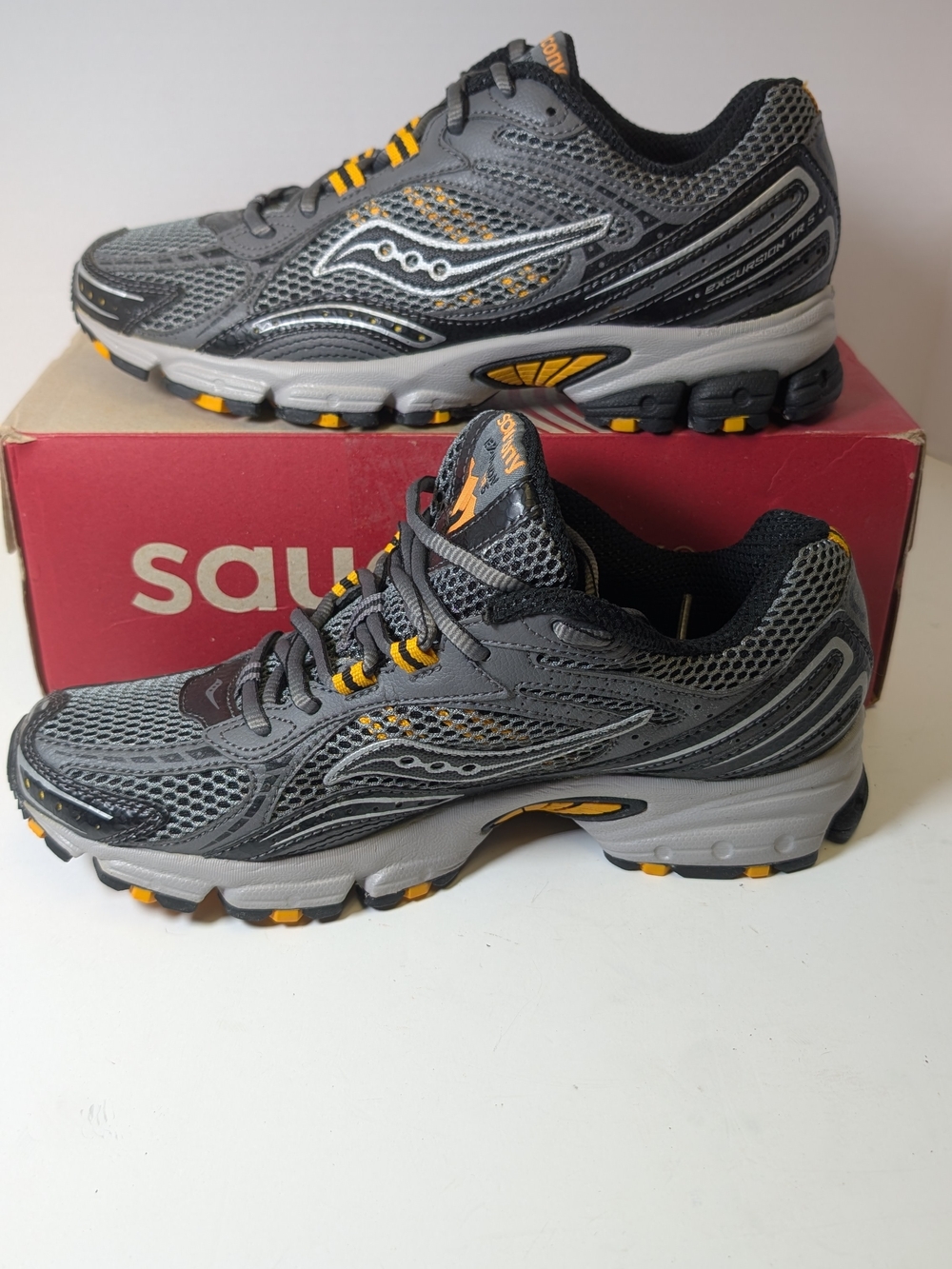 Saucony Gray and Yellow Athletic Running Shoes